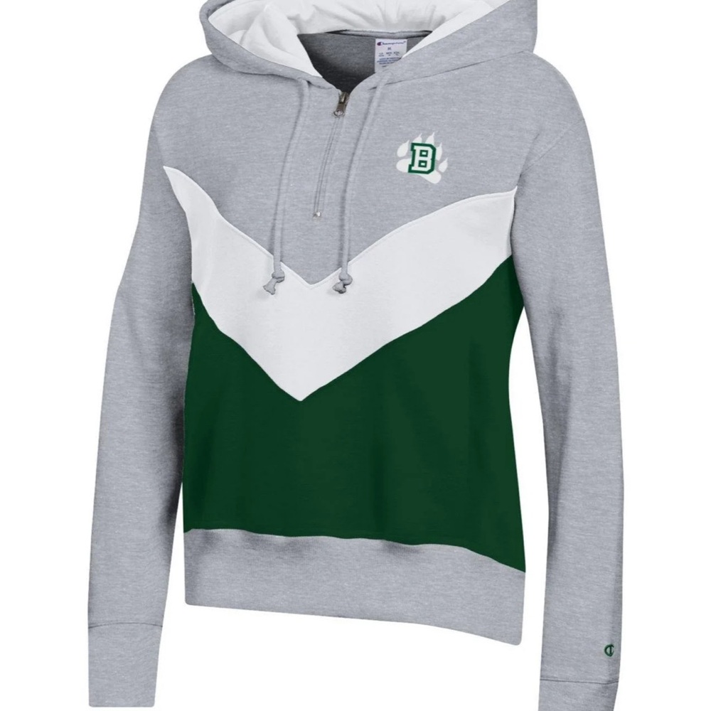 CHAMPION 1/4 Zip Green White And Gray BERKSHIRE School
Hoodie Size M Unisex